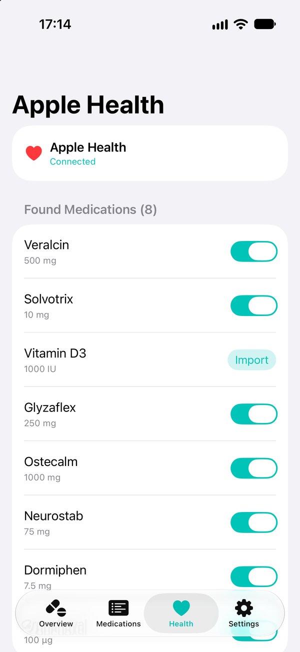 Importing medications from Apple Health